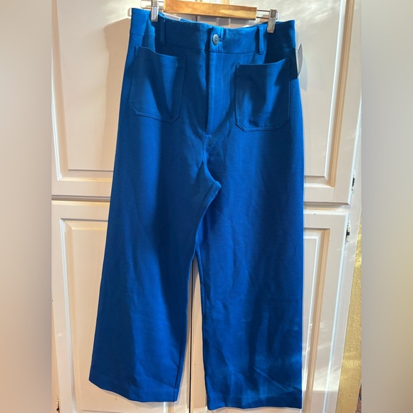 Maeve by Anthropologie Collette knit wide leg pants. Cobalt blue. 33T - Picture 4 of 14